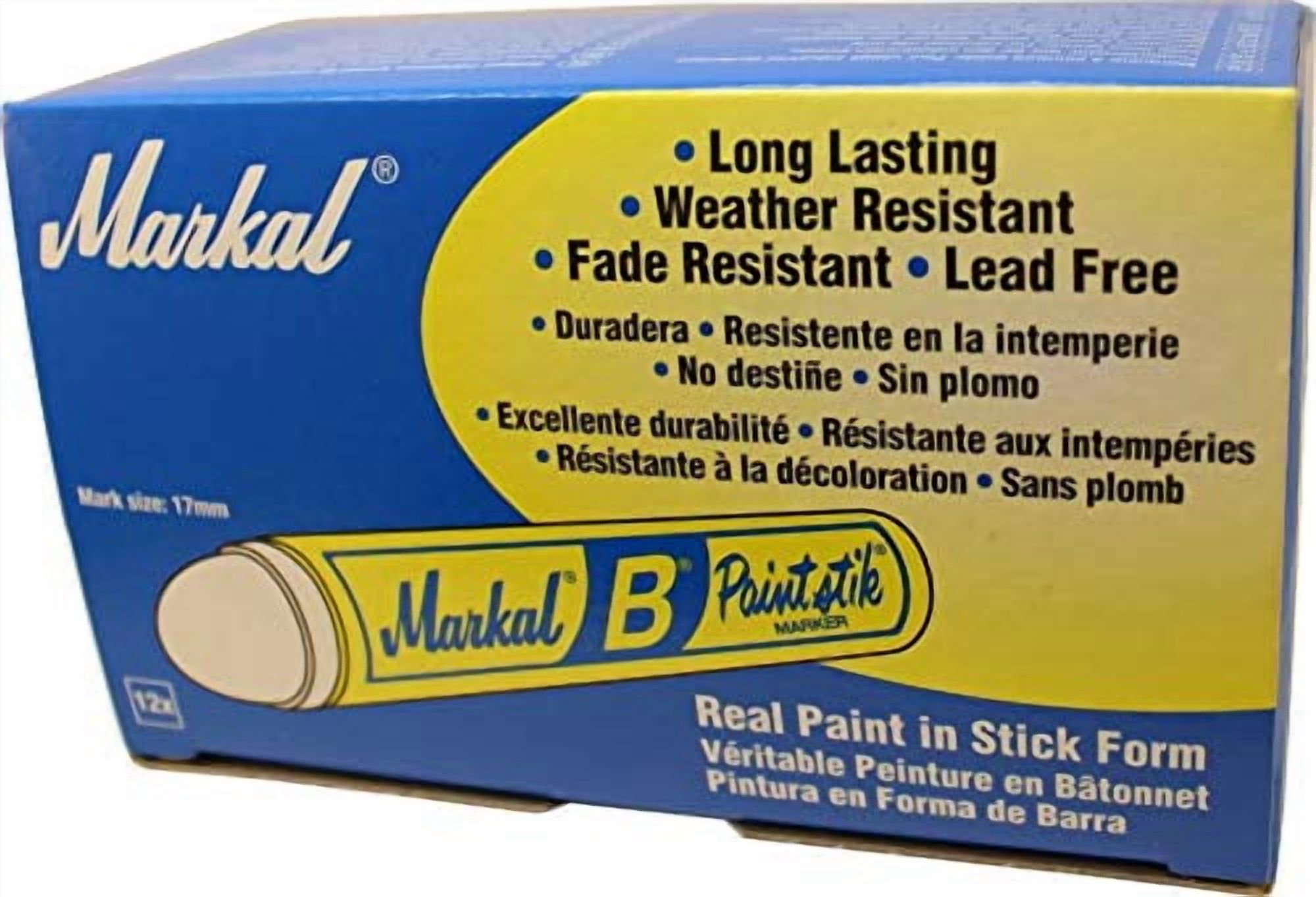 Box of 12 Markal B White Tire Chalk Paint Sticks Crayon Surface Marker Graffiti