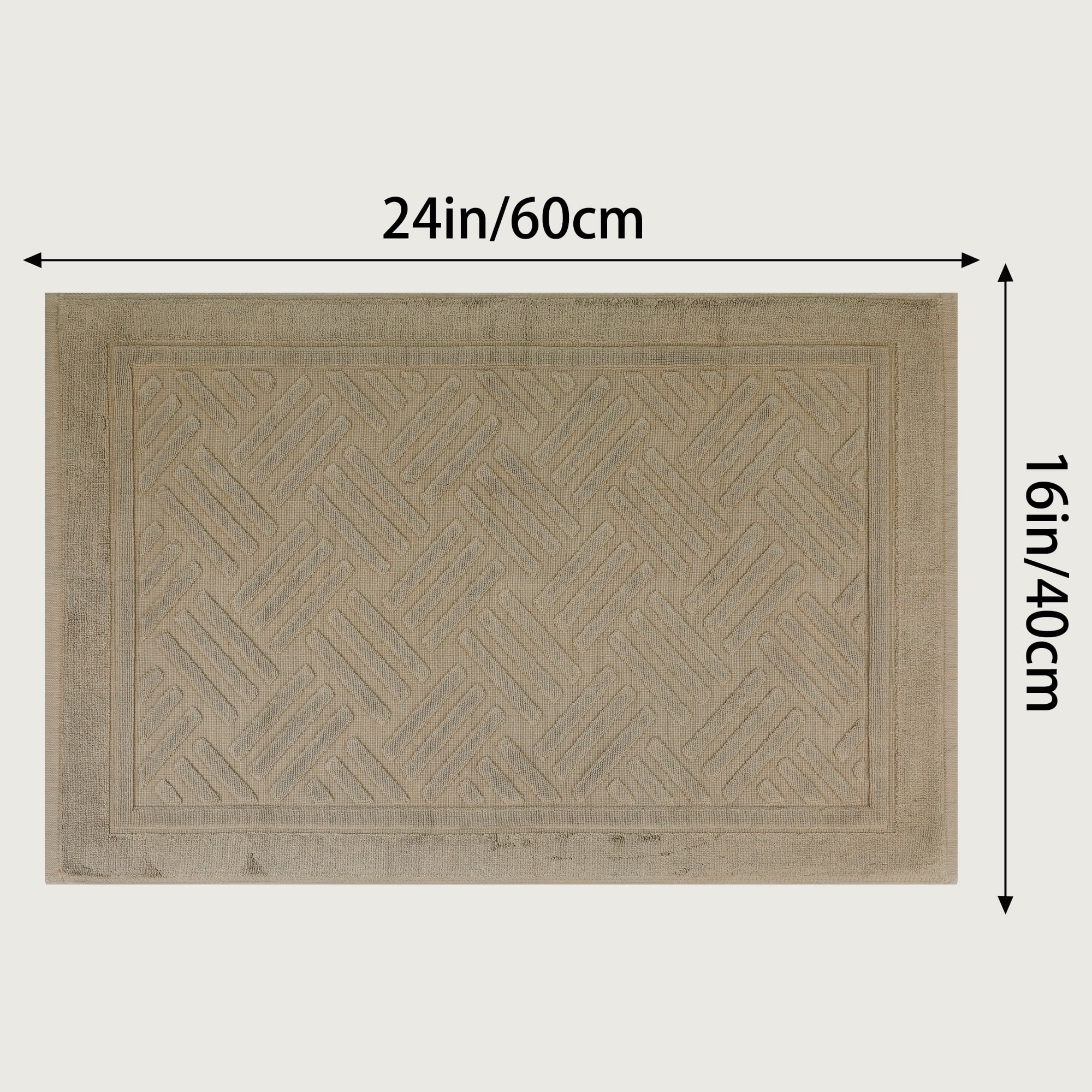 Unique Bargains Cotton Mat Towel Absorbent Floor Bath Rugs for Bathroom Khaki 16" x 24"