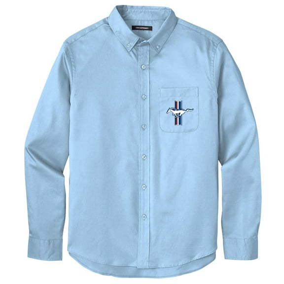 Men's FORD MUSTANG LEGEND LIVES GT CREST Twill Shirt with Pocket, 4XL Cloud Blue