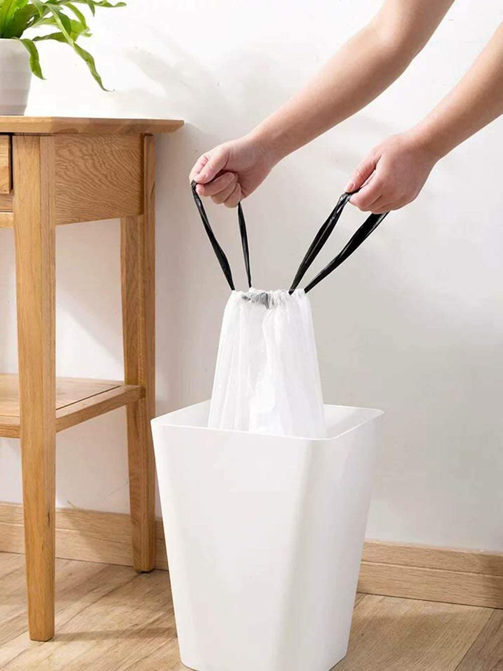 10 Gallon DrawString Strong Trash Bag Garbage Bag (10 Gallon(90 Bags), White)