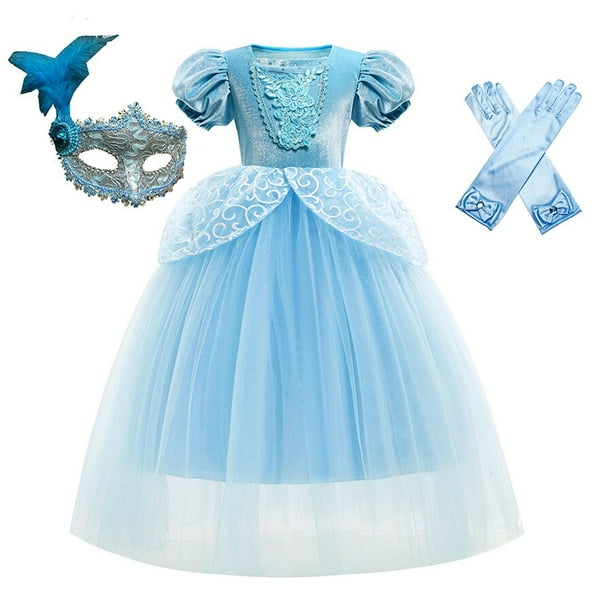 Disfraz de Cenicienta para niñas, vestido de princesa azul con lentejuelas, disfraz de Carnaval infantil con guantes para fiesta de cumpleaños zhangyuxiang unisex