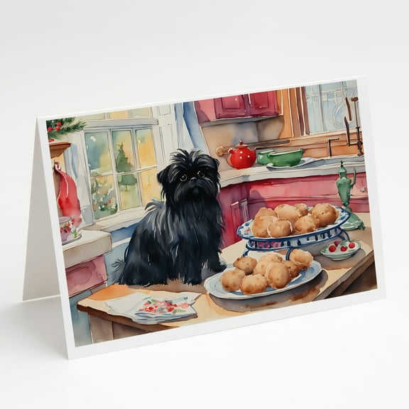Affenpinscher Christmas Cookies Greeting Cards Pack of 8 7 in x 5 in