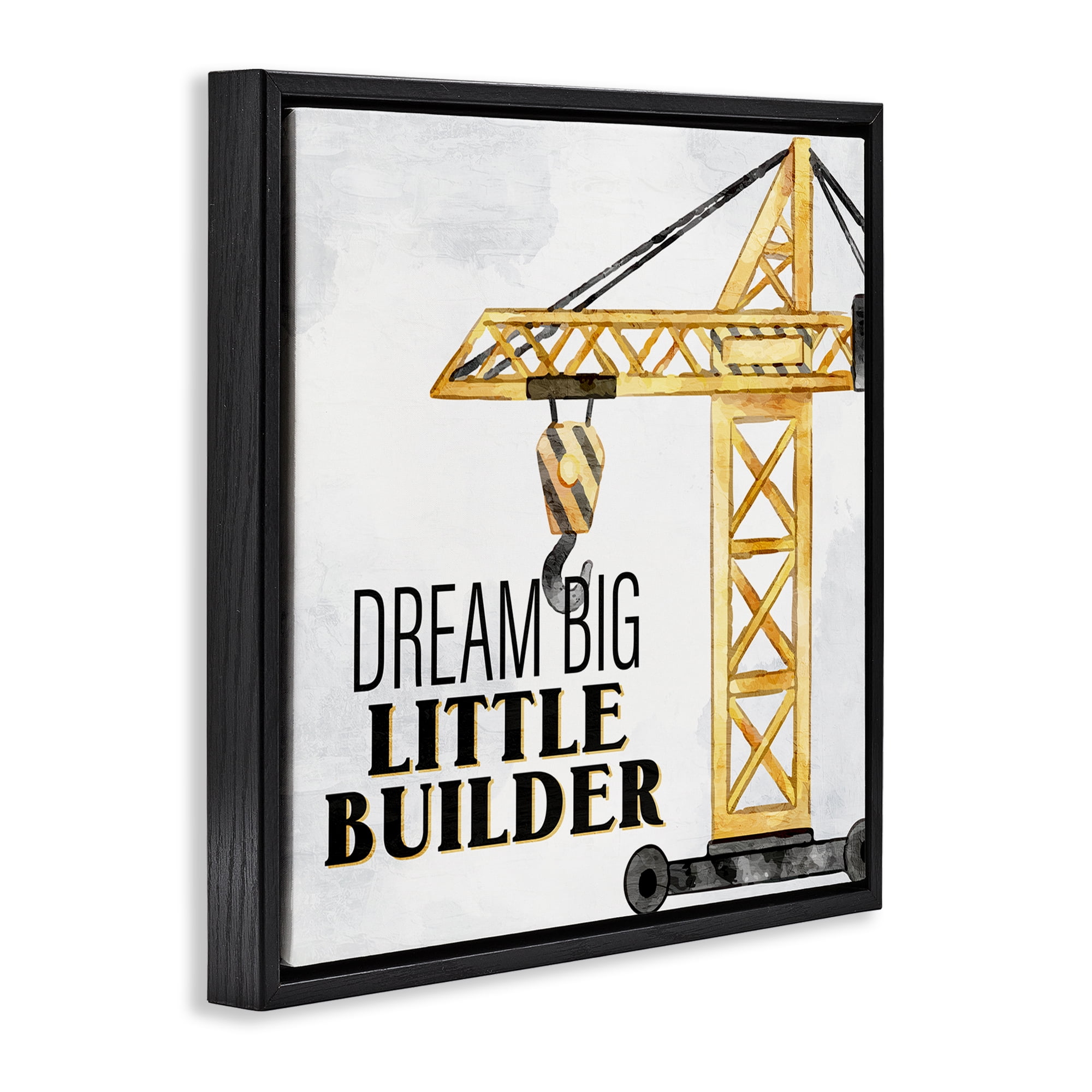 Stupell Industries Dream Big Little Builder Transportation Painting Black Floater Framed Canvas Art Print Wall Art, 18 x 18