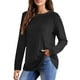 thumbnail image 2 of Blusas,Camiseta de manga larga acanalada para mujer, tejido suave cepillado, cuello en V, informal, mezcla de poliéster y elastano, corte regular para uso diario, sopatenor, 2 of 8