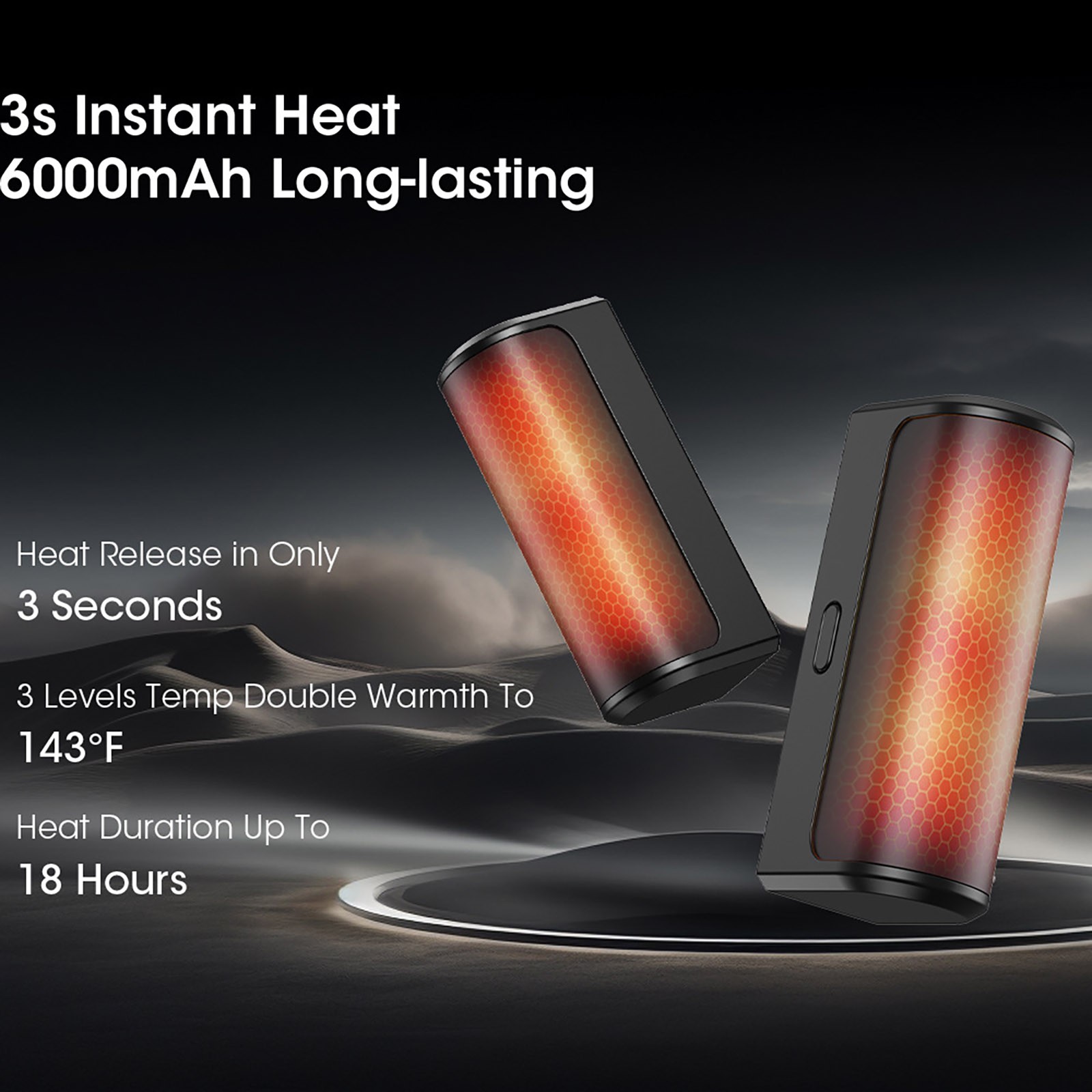 Rechargeable Hand Warmers Portable Hot Pockets USB 6000mAh 18 Hours Long Heating for Camping Outdoor and Daily Use