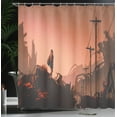 thumbnail image 4 of Ambesonne Cartoon Shower Curtain, City Scene Abandoned, 69"Wx84"L, Pink Red, 4 of 5