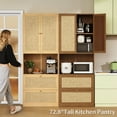 thumbnail image 3 of OMCHOM 73" Tall Kitchen Pantry Storage Cabinet with 2 Doors 2 Drawers and Charging Station,Walnut, 3 of 11