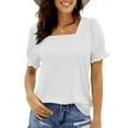 thumbnail image 3 of UVN Square Neck Tops for Women Summer Puff Short Sleeve Shirts Dressy Casual Tunic Blouses, 3 of 9
