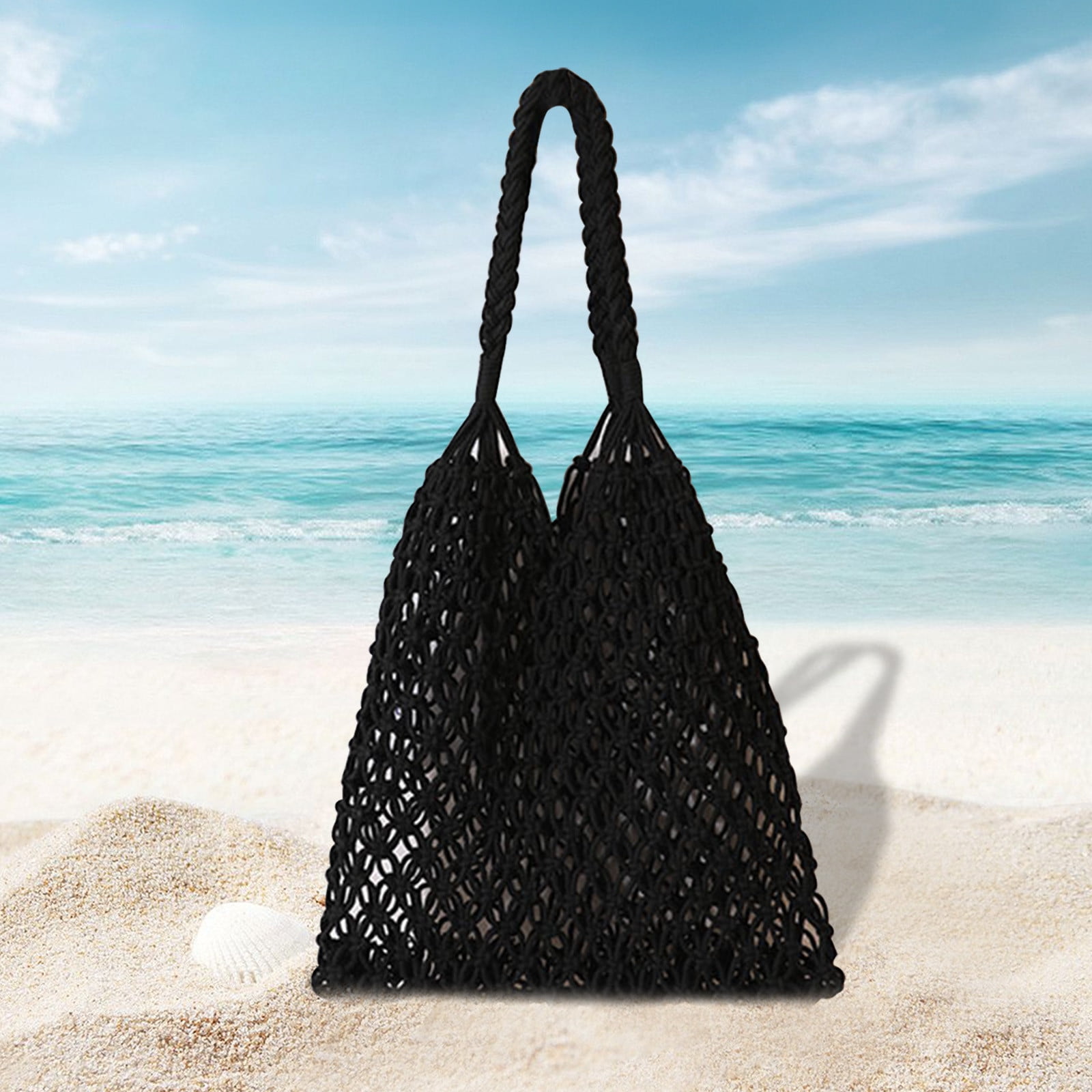 Specollect Clearance 4Pcs Crochet Backpack Flap Drawstring Shoulders Bag Summer Beach Woven Tote Bag, Straw Rattan Raffia Bucket Bag, Handmade Basket Handbag