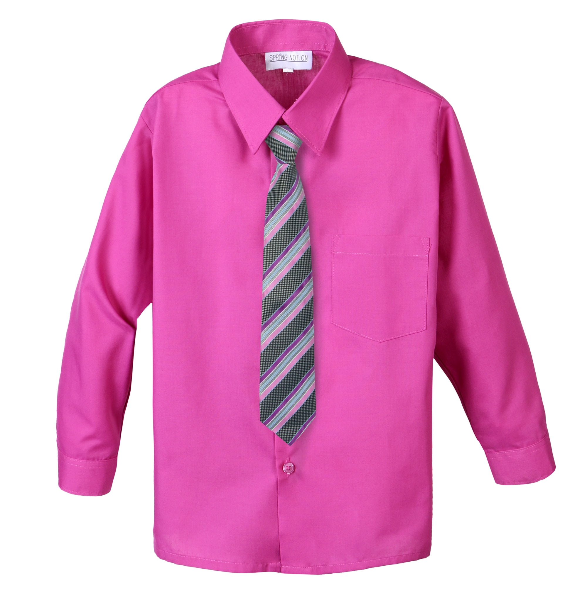 Spring Notion Big Boys Cotton Blend Dress Shirt and Tie Set Spring Notion Big Boys Cotton Blend Dress Shirt and Tie Set