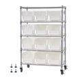 thumbnail image 1 of KFFKFF 5-Tier Rolling Bin Storage Rack, 12 Organizer Bins, Bin Rack Storage Steel Wire Shelving System with Wheels, Mobile Tool Organizer, 1 of 9