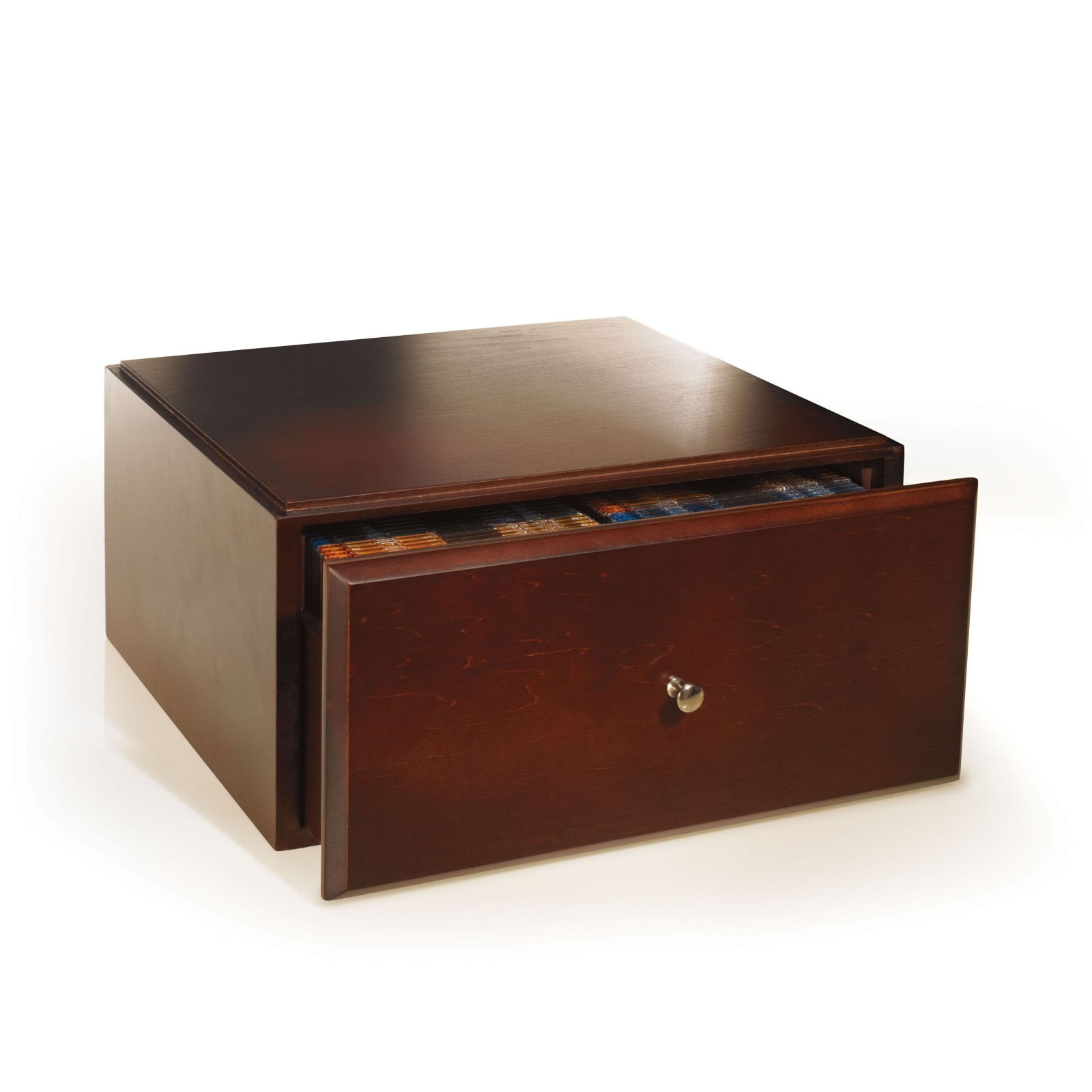 Stack Style Wood Desk Organizers Media Storage Drawer Mahogany