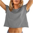thumbnail image 1 of Blusa corta con estampado de manga corta y cuello redondo informal cómoda a la moda para mujer OAVQHLG3B Store lin121212, 1 of 4