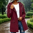 thumbnail image 6 of justHIGH Lined Light Rain Jacket Women Packable Long Raincoat with Hood Drawstring Waisted Waterproof Windbreaker Lightweight Outdoor Trench Coat Wine,S, 6 of 7