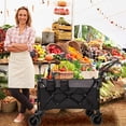 thumbnail image 4 of Olurrisa Heavy-Duty Folding Wagon Cart with 9" All-Terrain Tires, 300L Capacity Push-Pull Cart with 360° Wheels & Brakes for Camping Beach Groceries, Black Gray, 4 of 8