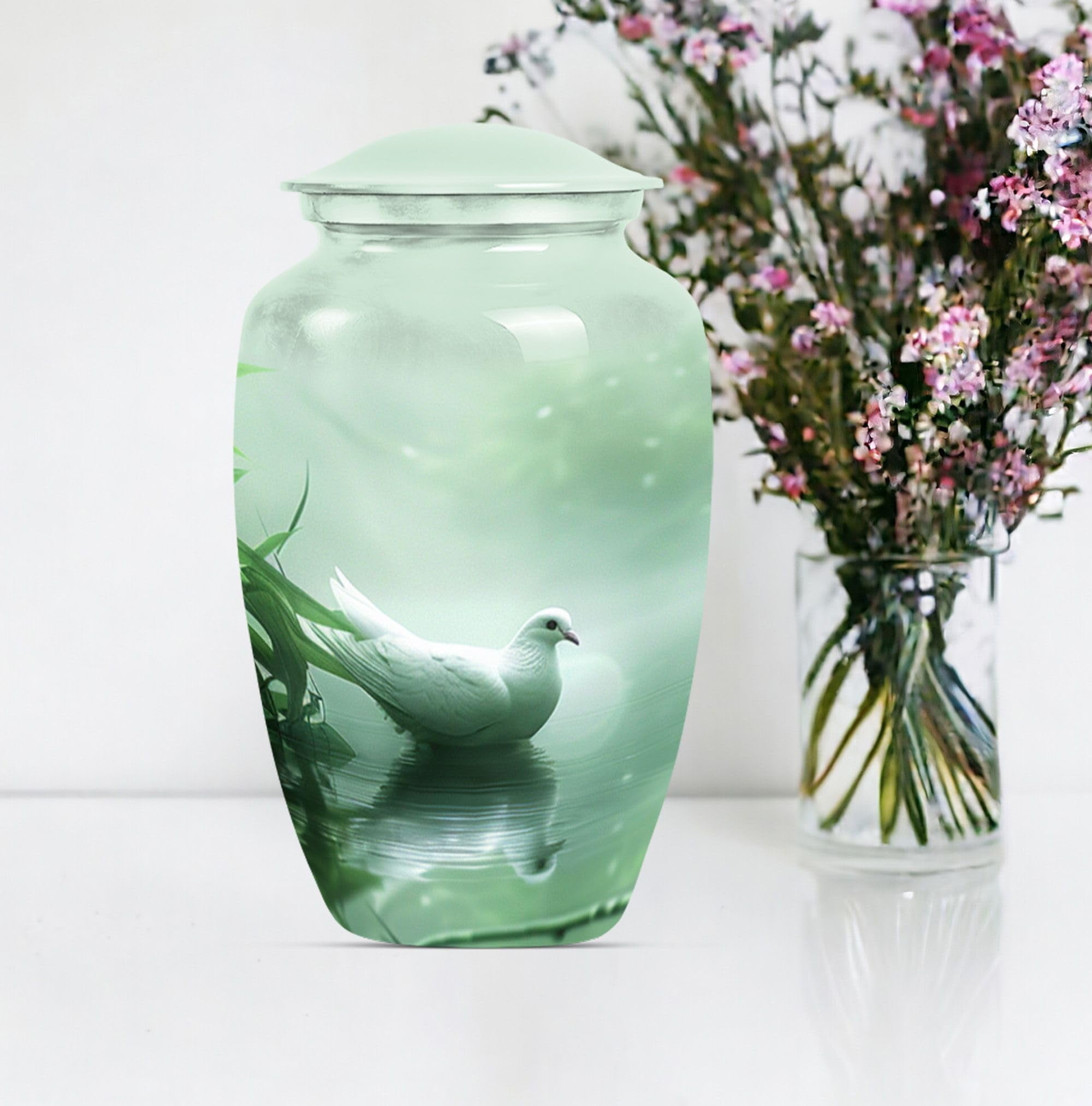 SUBSH Dove in Water Urn, Combo of 2 (10 Inch Urn & Keepsake Urn), Small Urns for Human Ashes, Pet Urns for Dogs Ashes, Cat Urns, Memorial Keepsakes for Ashes, Cremation Urns for Ashes