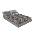 thumbnail image 2 of Ambesonne Ethnic Fitted Sheet & Pillow Sham Set, Aztec Ornament Lace, Full, Grey Vermilion Brown, 2 of 2