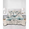 thumbnail image 3 of Quilts Twin Size, Turquoise Floral Soft Comforter Bedding Set for Bed, Spring Pastoral Flowers Butterfly Beige Lightweight Quilted Bedspread with Pillow Cover(2 Pieces) for All Season, 68x86 Inch, 3 of 6