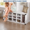 thumbnail image 5 of 60" Tall Hall Tree with Shoe Storage Bench - 4-in-1 Entryway Organizer with Coat Rack, Adjustable Shelf, 2 Cabinet Doors & 5 Hooks, White Storage Bench for Entryway, Bedroom, Living Room, 5 of 8