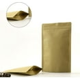 thumbnail image 3 of Stand Up Brown Kraft Paper Aluminum Foil Packaging Bag Doypack Kraft Paper Mylar Zip Lock Packing Pocket Food Sample Package Pouch (100, 11x18.5+3CM(4.3"x7.3"+1.18")), 3 of 5