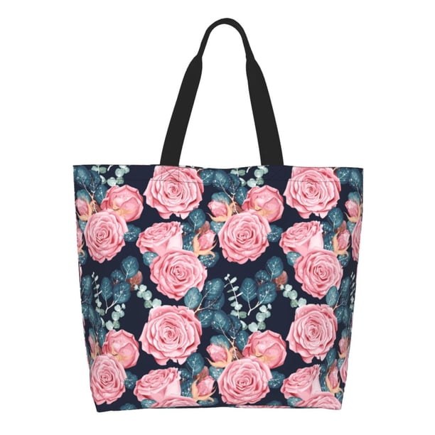 Disketp Rose Flowers Bolsa Tote Estampada para Mujer, Bolso de Hombro y de Mano para Compras y Viajes