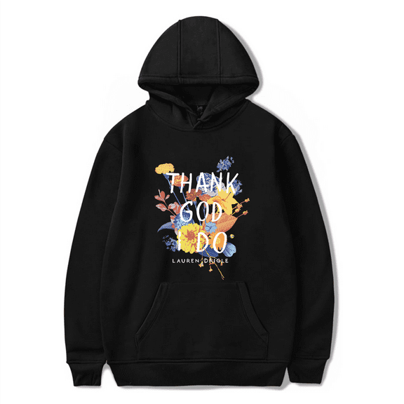 Lauren Daigle Merch Hoodie Thank God I Do Flower Printed Album Cover Long Sleeve Hoodies Men Women Pullover Sweatshirt