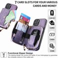thumbnail image 4 of SaniMore for iPhone 14 (6.1 inch 2022) Case,Wear-resistant PU Leather Skin + Zipper Purse Card Slots Removeable Crossbody Lanyard Stand Shell Shockproof Anti-scratch Drop-resistant, Purple, 4 of 11