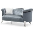 thumbnail image 2 of Passion Furniture PF-G0612A-L Vine 73 in. Round Arm Velvet Straight Sofa in Gray, 2 of 5