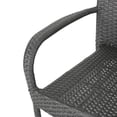 thumbnail image 4 of Parham Outdoor 3 Piece Wicker Stacking Chair Chat Set with Round Drum Table, Gray, 4 of 6