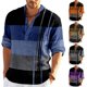 thumbnail image 2 of Camisa de negocios para hombre, cuello en V, botones, escote, manga larga, pulóver, Tops, retales de Color, figura geométrica, cárdigan, camisa informal, Tops, 2 of 5