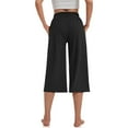thumbnail image 2 of Women's Capri Yoga Pants Wide Leg Yoga Pants High Waisted Side Slit Joggers Casual Loose Lounge Sweatpants with Pockets, 2 of 7