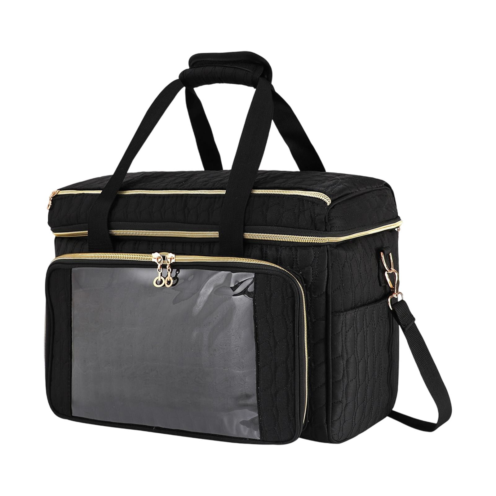 S SERENABLE Yarn Storage Tote Crochet Storage Bag Knitting Organizer Tote Carrying Case Cloth Material with Portable Strap Suitable for Crafters Gift Giving Trave black