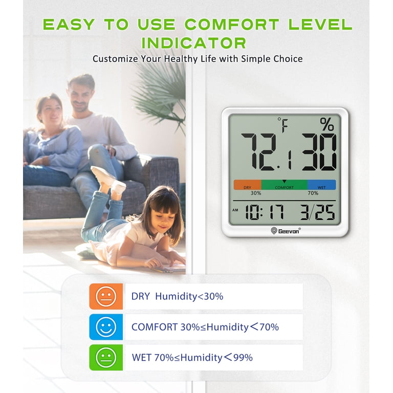 Geevon Digital Thermometer Hygrometer, White photo 6