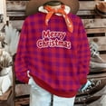 thumbnail image 4 of Nmnitkp Womens Tops Christmas Vintage Plaid Printed Letter Printing Round-neck Casual Sporty Long-sleeved Fleece Sweatshirt Tops Hot Pink,L, 4 of 9