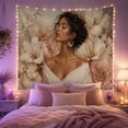 thumbnail image 2 of Woman with Cream White Flowers Portrait Tapestry Wall Hanging, 2 of 7