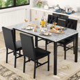 thumbnail image 1 of Furlinkhm Dining Table Set for 4 Faux Marble Kitchen Table and Chairs Set of 4, 5 Piece with PU Leather Upholstered Dinner Chairs for Compact Dining Room, Small Space, Black, 1 of 6