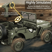 1/12 1941 MB Scaler RC Jeep, 4x4 RC Car Mini RC Rock Crawler Military, 2.4Ghz RC Truck with 180 Brushed Motor, LED Lights, Battery and USB Charger for Adults