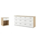 thumbnail image 1 of 2 PC avec 1 Table de Chevet et 1 Commode Double en Chêne et Blanc, 1 of 21