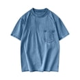 thumbnail image 4 of Hfnxid Big and Tall Men's Short Sleeve Shirt Vintage Crewneck T-Shirt with Pocket Fashion Streetwear Tee Blue L, 4 of 5