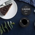 thumbnail image 6 of FMSHPON Laugh Often Word Black Set of 4 Round Coaster for Drinks, Absorbent Ceramic Stone Coasters Cup Mat with Cork Base for Home Kitchen Room Coffee Table Bar Decor, 6 of 6