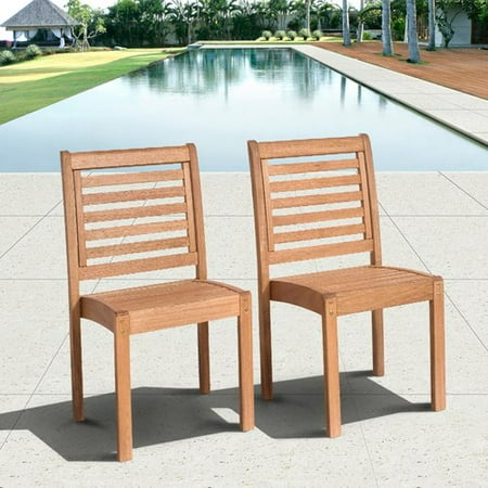 Amazonia Stackable Eucalyptus Outdoor Chair Set Without Arms