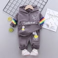 thumbnail image 3 of Spring New Boys Girls Clothes Set With Letters Dinosaur Pattern Hooded Long-Sleeved Trousers Two-Piece Children'S Jumpsuit, 3 of 6