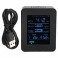 thumbnail image 1 of ZNAZ2CO3TB Detector de calidad del aire Bluetooth 5 en 1 Monitor multifuncional de humedad y temperatura de CO2 para oficina en casa (negro), 1 of 5