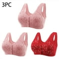 thumbnail image 2 of fheaev 3 Pack Front Closure Bras For Women Plus Size Post Surgery Brassiere Full Coverage No Underwire Wireless Snap Closing Convenient Everyday Bra Front Button Older Women Front Buckle Corset Bra, 2 of 6