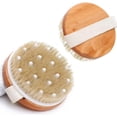 thumbnail image 1 of 2 cepillos corporales para cepillado húmedo o seco, exfolia suavemente la piel muerta y drenaje linfático, cepillo exfoliante de masaje de spa con cerdas suaves de jabalí, 1 of 5