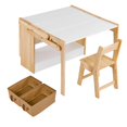 thumbnail image 1 of Mesa Plegable Infantil Multifuncional con Silla Convertible en Escritorio Artístico con Estantes y 2 Cajas de Almacenamiento Altura Ajustable para Escuela y Hogar 120cm/70cm Madera, 1 of 6