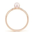 thumbnail image 2 of ANGARA Japanese Akoya Cultured Pearl Twist Shank Ring with Diamonds in 14K Rose Gold for Women | June Birthstone, Birthday, Anniversary, Jewelry Gift for Women | Pearl Ring, 2 of 9