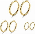 thumbnail image 4 of Cterwk 5 Pairs 14K Gold Plated Huggie Hoop Earrings for Women Men, Minimalist Gold Huggie Hoop Earrings, Gold, 4 of 6