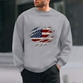 thumbnail image 2 of Wyobmus Mens Graphic Sweatshirt Usa.Flag Sweatshirt Casual Long Sleeve Round Neck Base Hoodless Sweatshirt Gray, 2 of 5