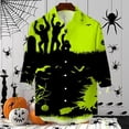 thumbnail image 5 of Mens Shirts Casual 3D Halloween Printing Long Sleeve Button Down Lapel Dress Blouse Outdoor Comfortable Loose Fall Tops Green XXXL, 5 of 5